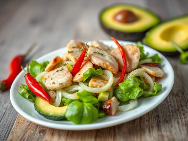 Salade met gerookte paling en avocado