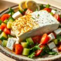 Salade met geschroeide feta