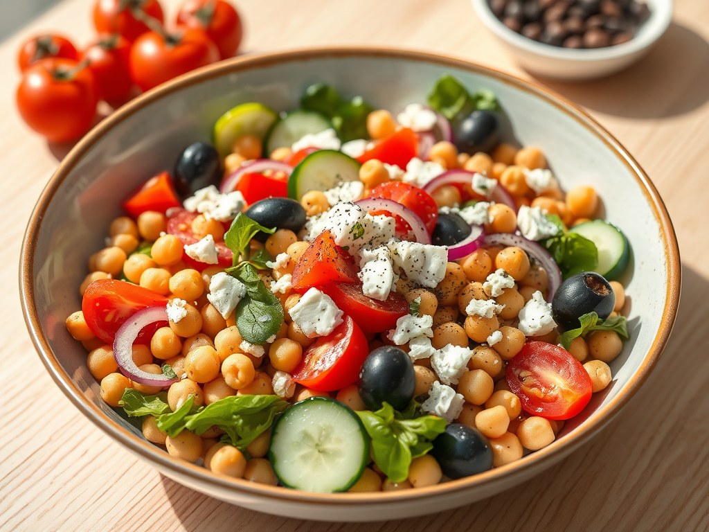 Salade met Kekers uit Griekenland, AI-gegenereerde illustratie