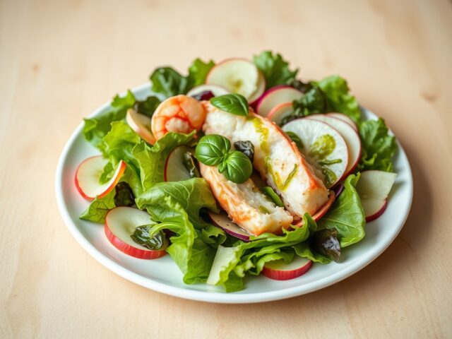 Salade met kreeft en basalicumdressing