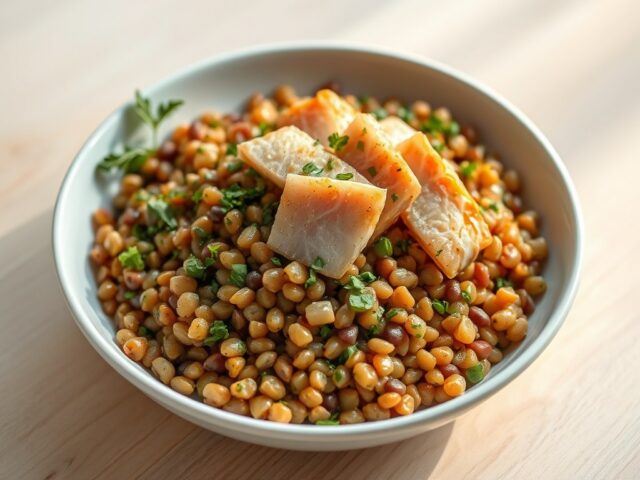 Salade met Linzen en Gerookte Forel