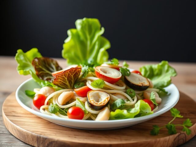salade met Livacoppa en coquilles St. Jacques