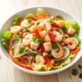 Salade met lychees en garnalen