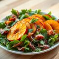 Salade met nectarine,ham en munt