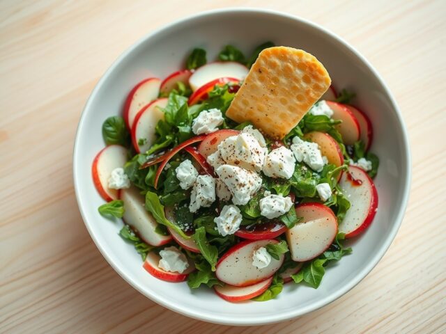 Salade met parmezaanse wafeltjes