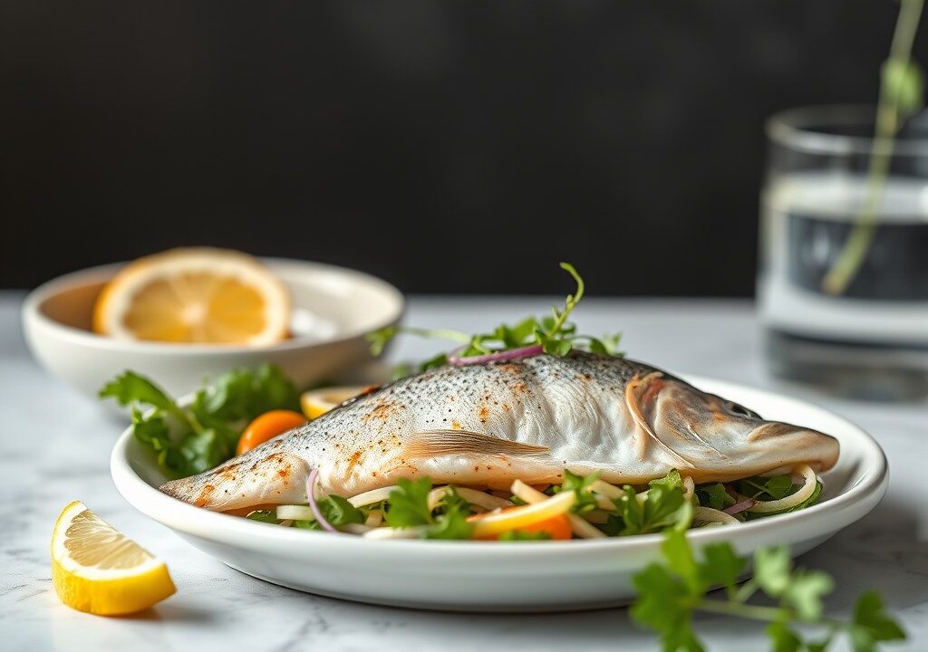 Salade met Rode Bietjes en Gerookte Forel, AI-gegenereerde illustratie