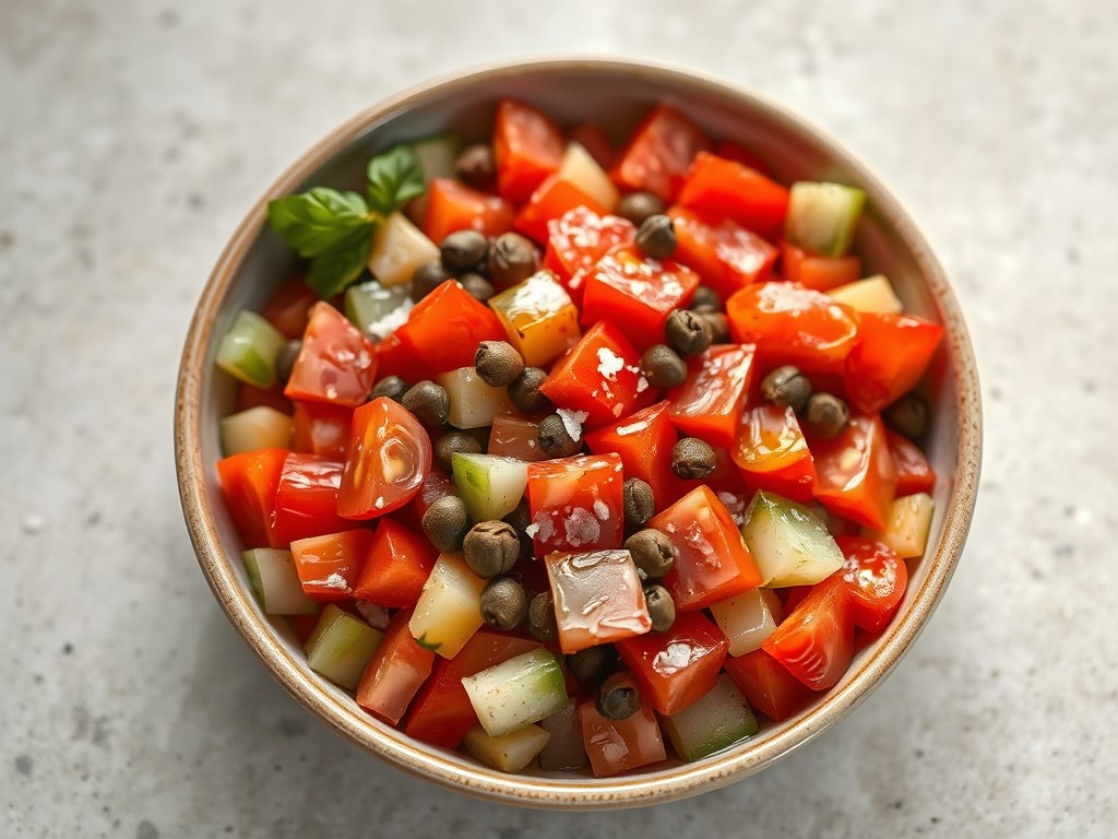 Salade met Tomaten en Kappertjes, AI-gegenereerde illustratie
