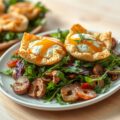 Salade met warme geitenkaas in filodeeg