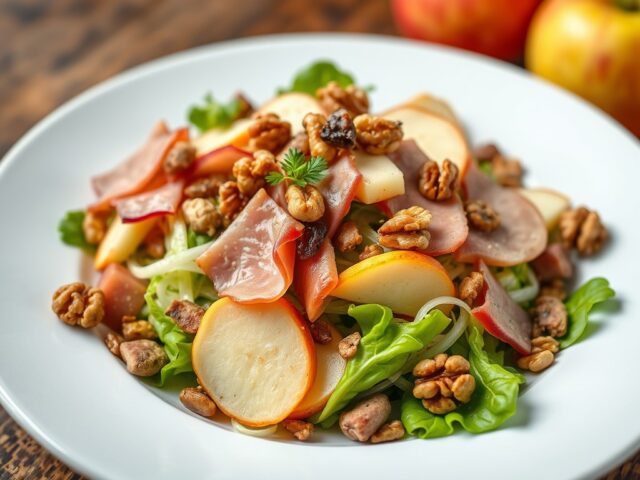 Salade met witlof en geroosterde ham