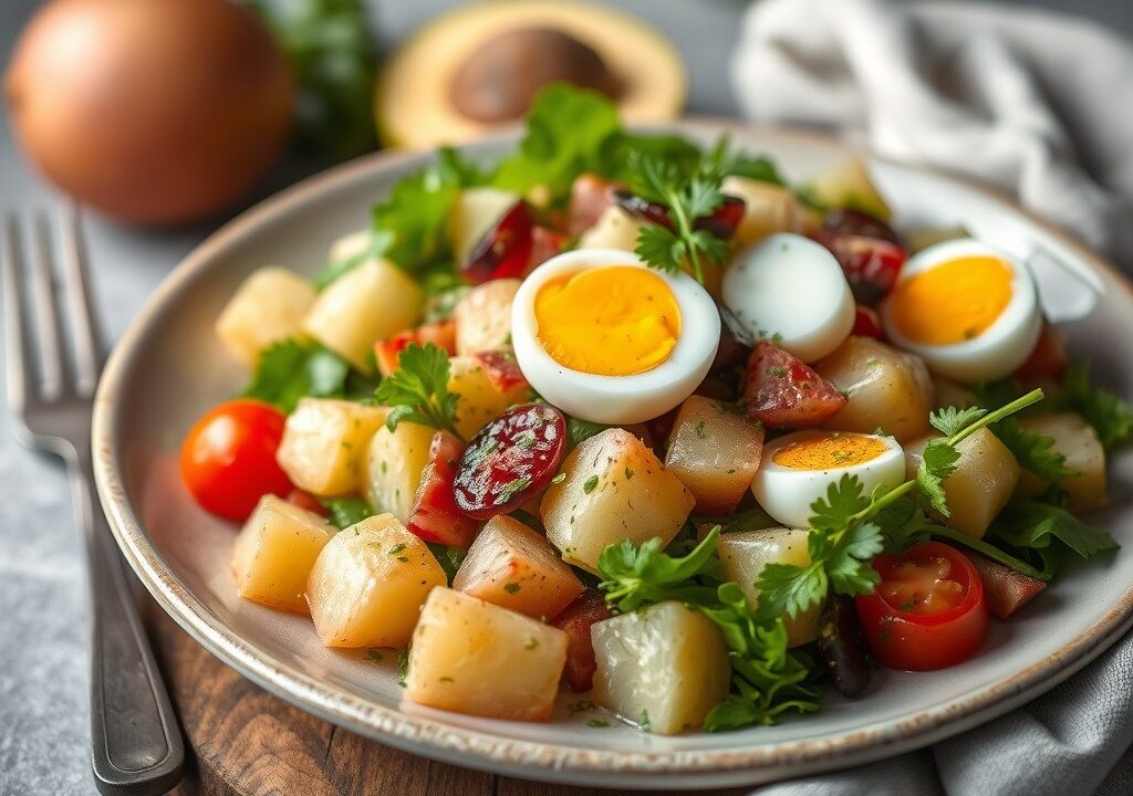 Salade nicoise, AI-gegenereerde illustratie