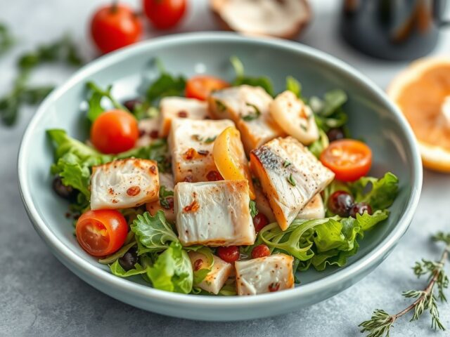 Salade Nicoise met makreel — AI-gegenereerde illustratie