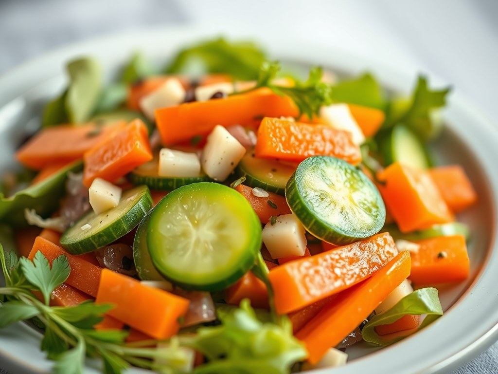 Salade uit Ligurie (Insalata ligure), AI-gegenereerde illustratie