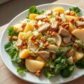 Salade van aardappelen in de schil met witloof, savooi, appel en gerookte kip