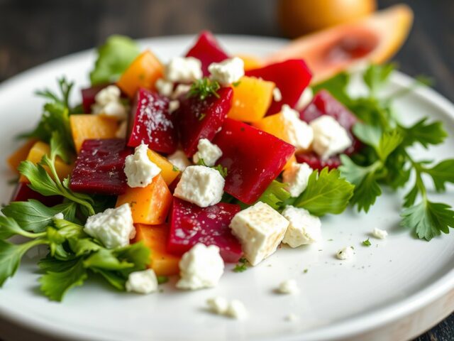 Salade van ananas en rode bieten met feta — AI-gegenereerde illustratie