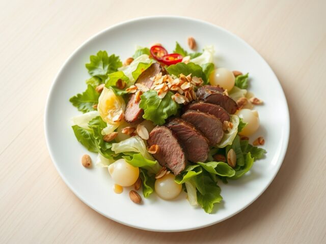 Salade van andijvie en gebakken druiven