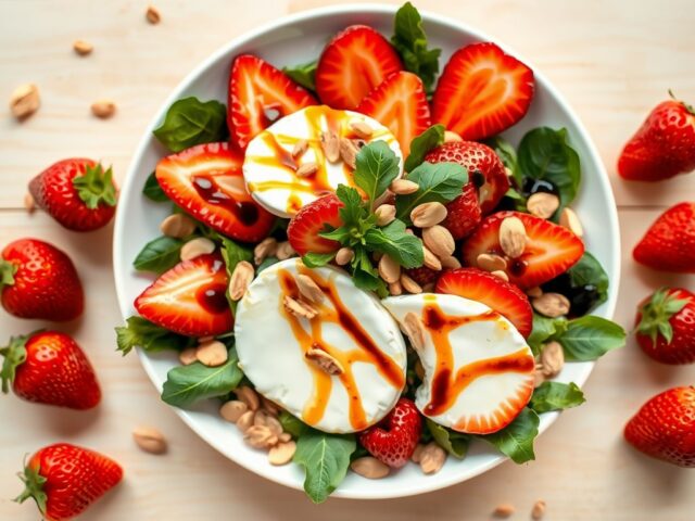 Salade van brie en aardbei