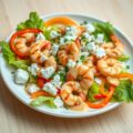 Salade van gamba’s en feta met sinaasappelsabayon