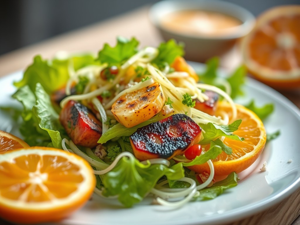 Salade van gegrilde witlof, AI-gegenereerde illustratie