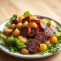 Salade van kleine aardappelen, bloedworst en witloof