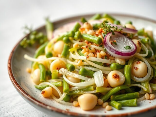 Salade van kreeft met artisjokken, asperges en kaviaar