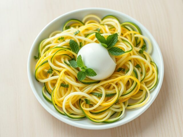 Salade van mozzarella en courgette