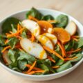 Salade van Peren en Spinazie en Worteltjes