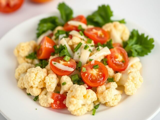 Salade van rauwe bloemkool — AI-gegenereerde illustratie
