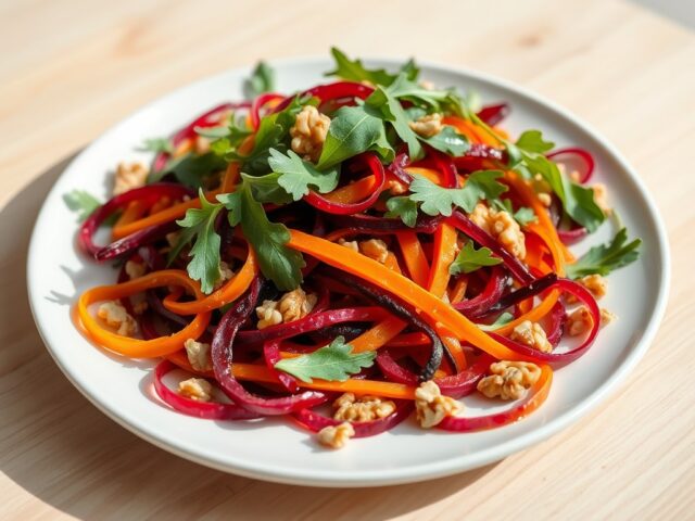 Salade van rode biet en wortel
