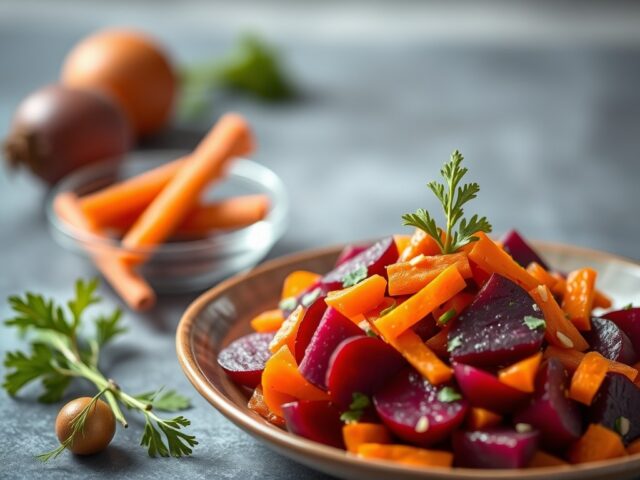 Salade van rode biet en wortel — AI-gegenereerde illustratie