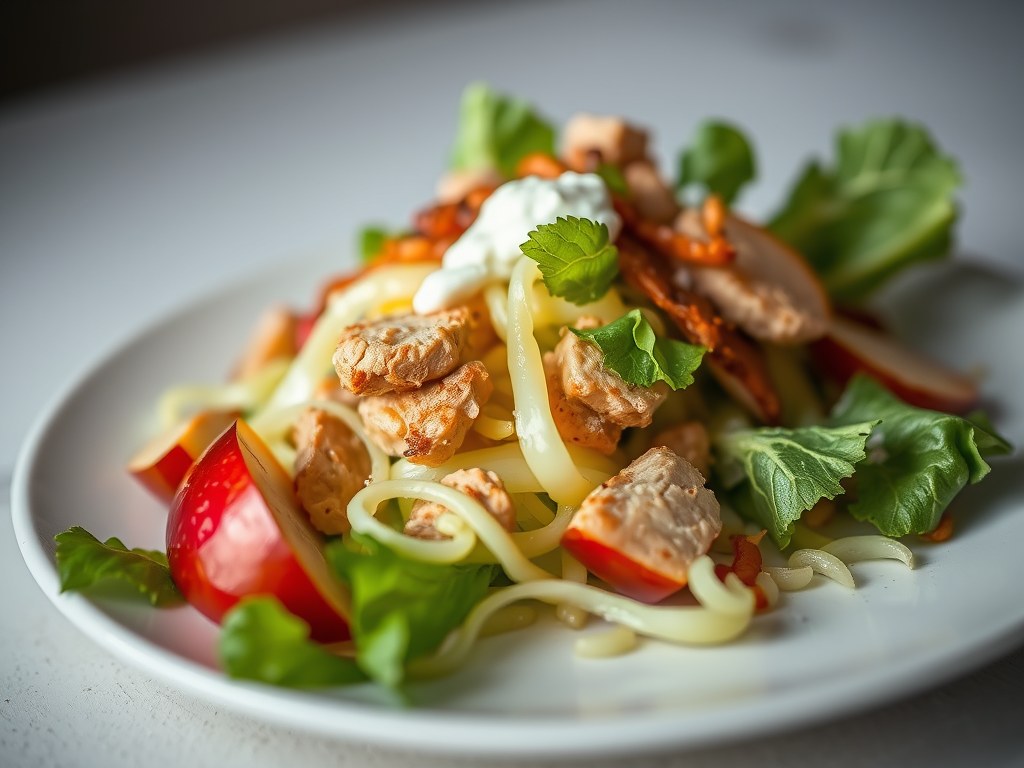 Salade van witlof met gerookte kip en (zie opm), AI-gegenereerde illustratie