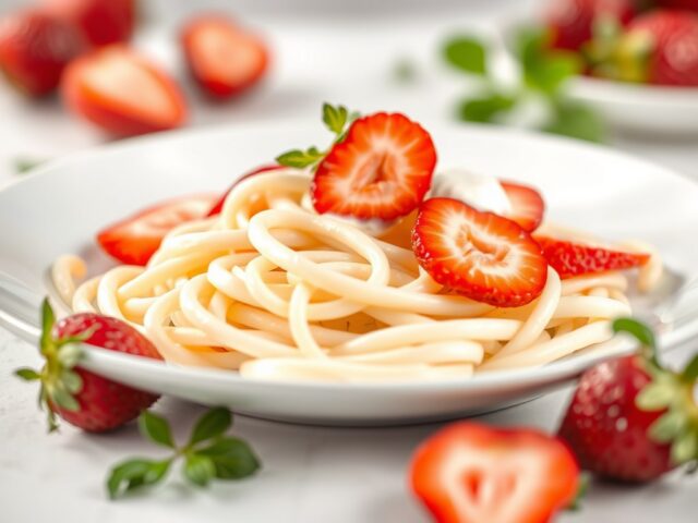 Salade van witte asperges met aardbeien — AI-gegenereerde illustratie