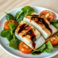 Salade van zeeduivel met vleesjus+jonge spinazie