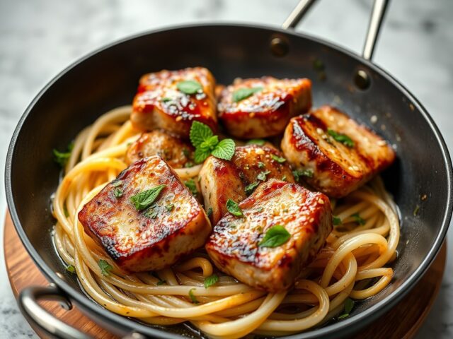Saltimbocca met muntsaus — AI-gegenereerde illustratie