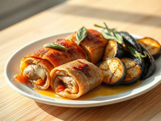 Saltimbocca: rolletjes van kalfsvlees met gedroogde ham en kaas