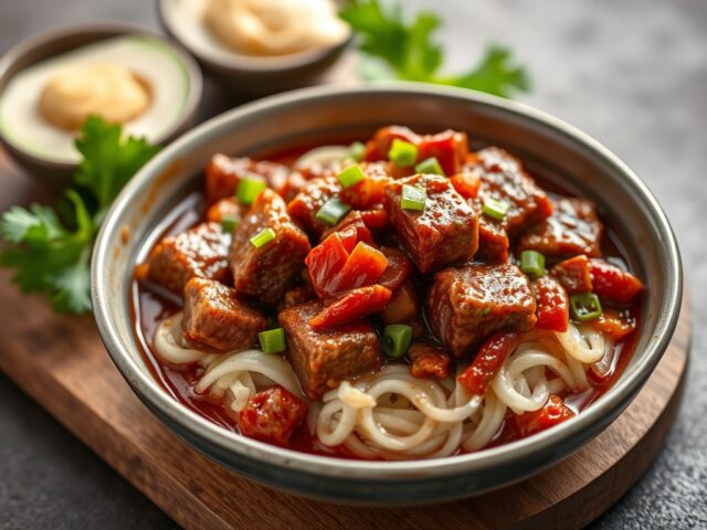 Sambal goreng daging peteh (rundvlees gerecht) — AI-gegenereerde illustratie