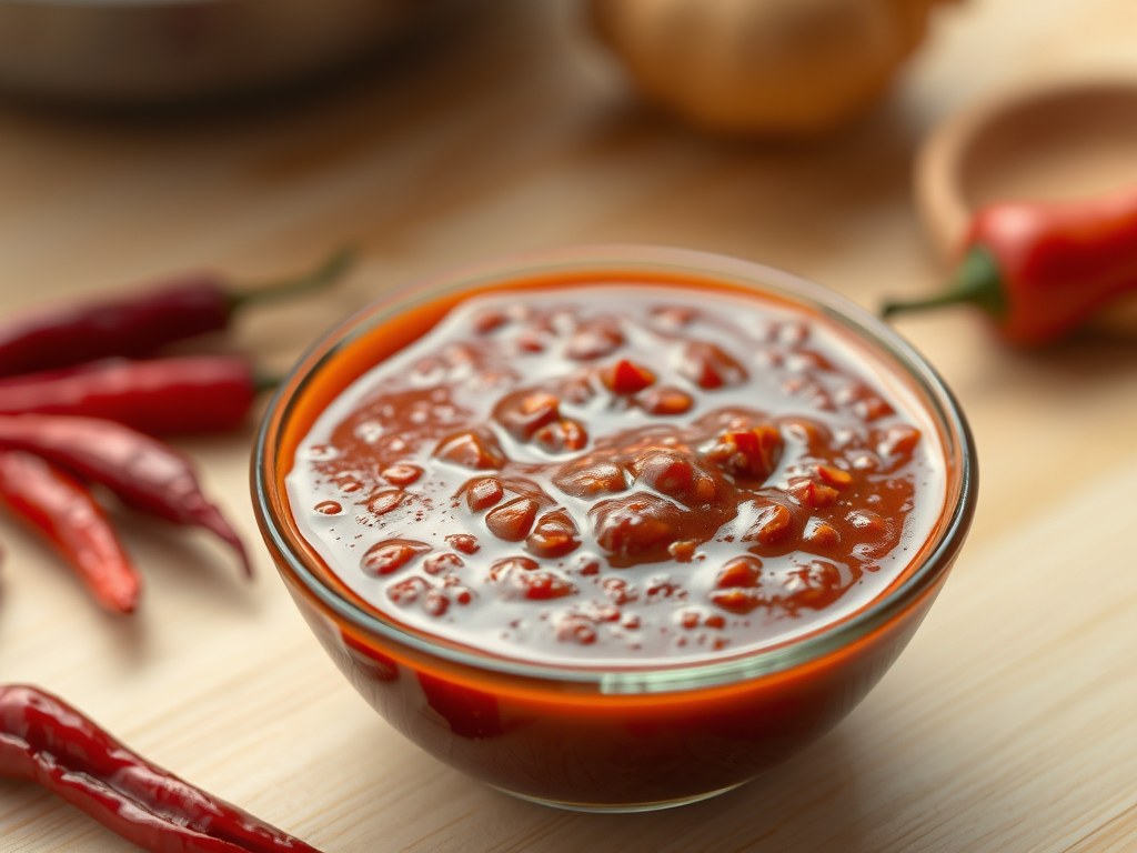 Sambal ketjap terlaloeh pedis, AI-gegenereerde illustratie