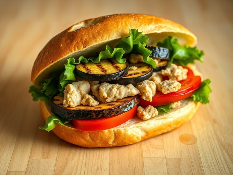 Sandwich met gegrilde groenten en tonijn