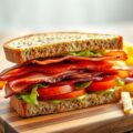 Sandwich met sla, bacon en tomaat
