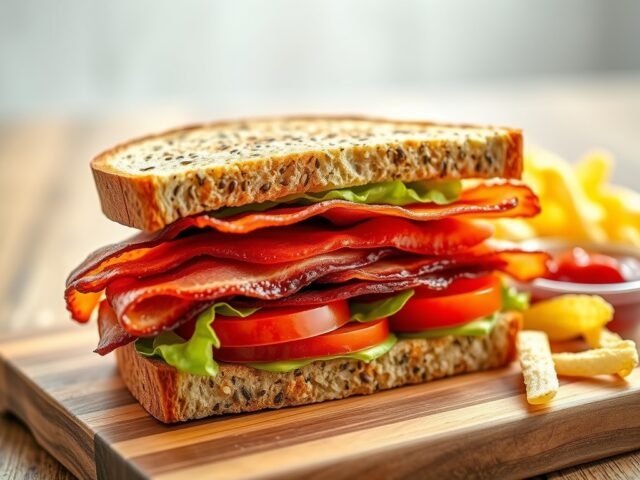 Sandwich met sla, bacon en tomaat