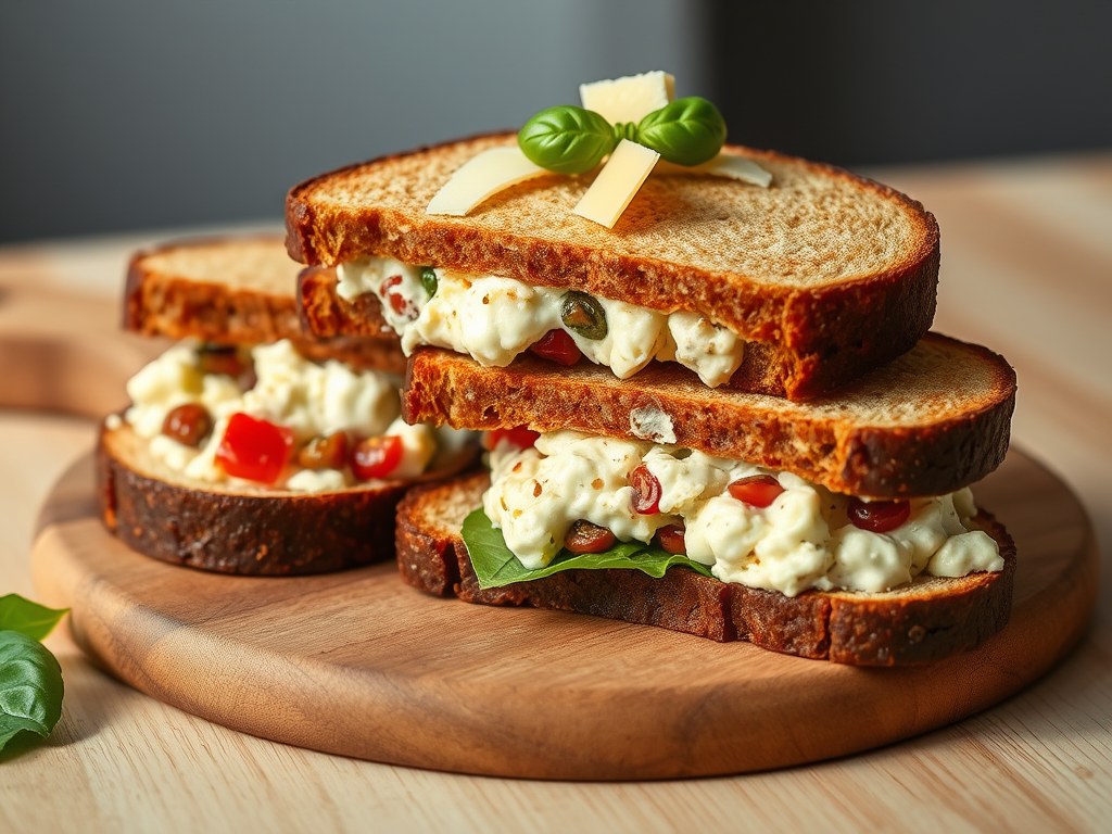 Sandwiches met eiersalade, AI-gegenereerde illustratie
