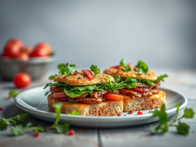 Sandwiches met tapenade, rucola en rosbief