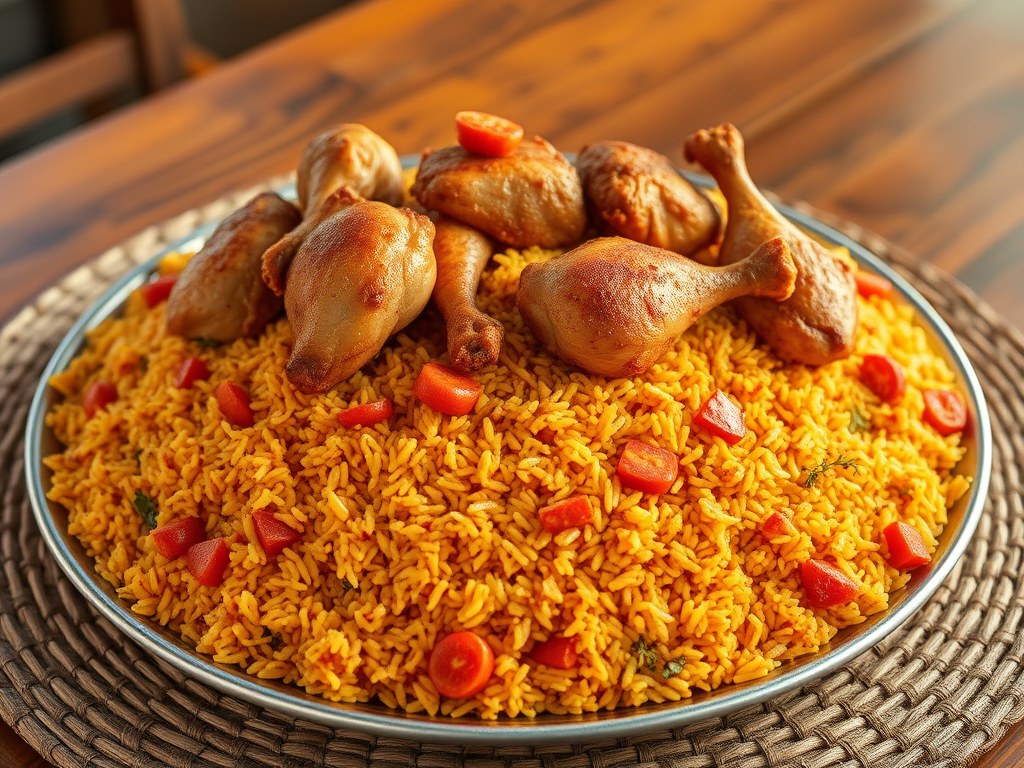 Saoedische Kipschotel met Rijst (Kabsa), AI-gegenereerde illustratie