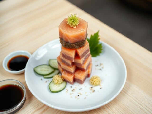 Sashimitorentje van zalm en tonijn