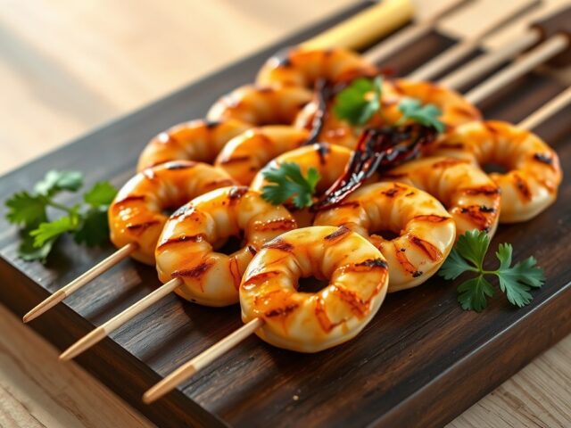 Saté van Gegrillde Garnalen