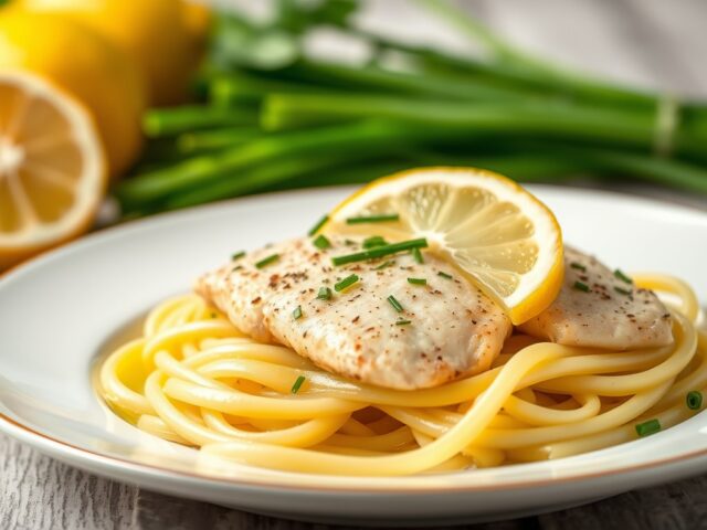 Scaloppine al limone e pappardelle