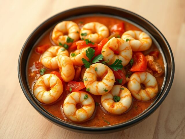 Scampi’s in pittige tomatenroomsaus