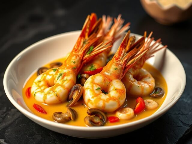 Scampi’s met kerrie en paprika’s