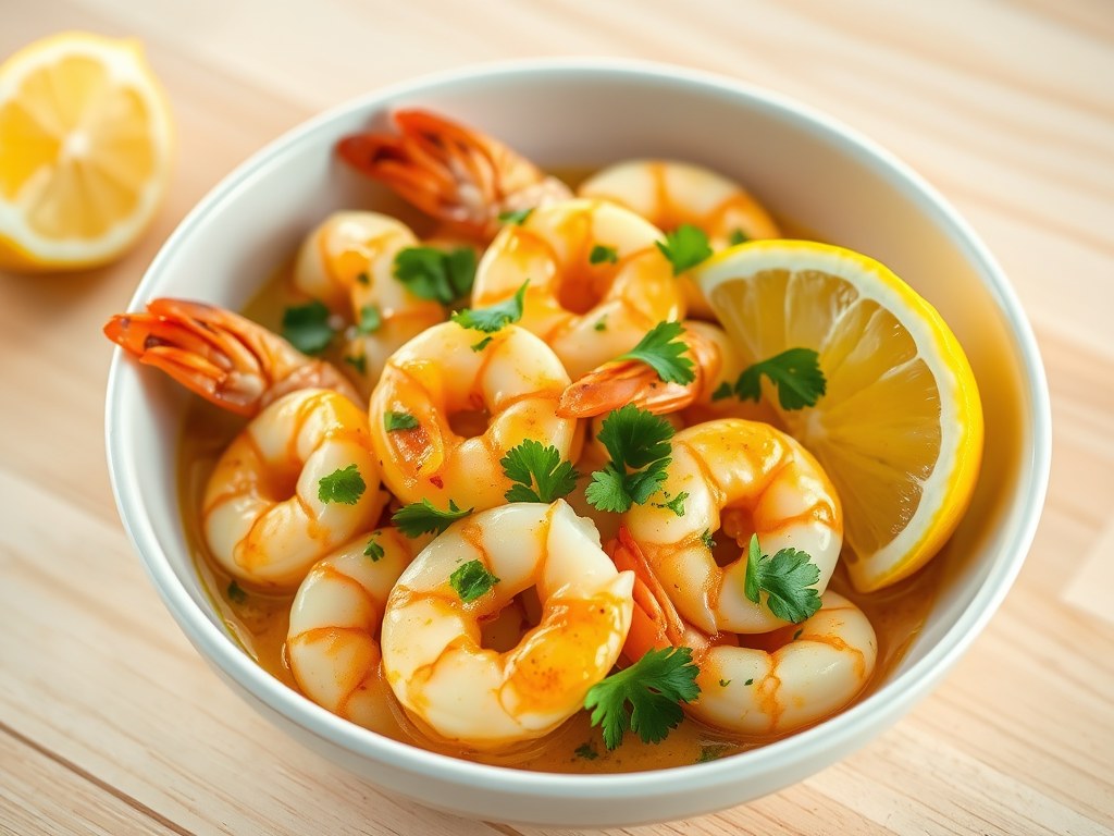 Scampi’s met knoflook, AI-gegenereerde illustratie