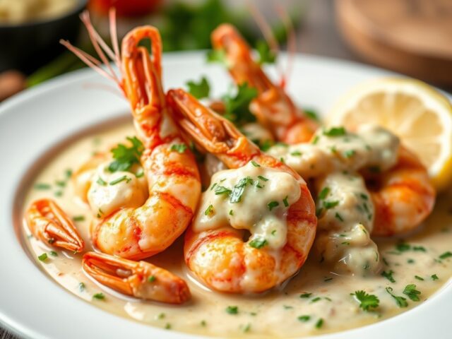 Scampi’s met romige kruidensaus