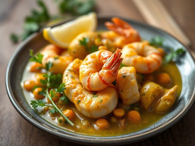 Scampi curry — AI-gegenereerde illustratie